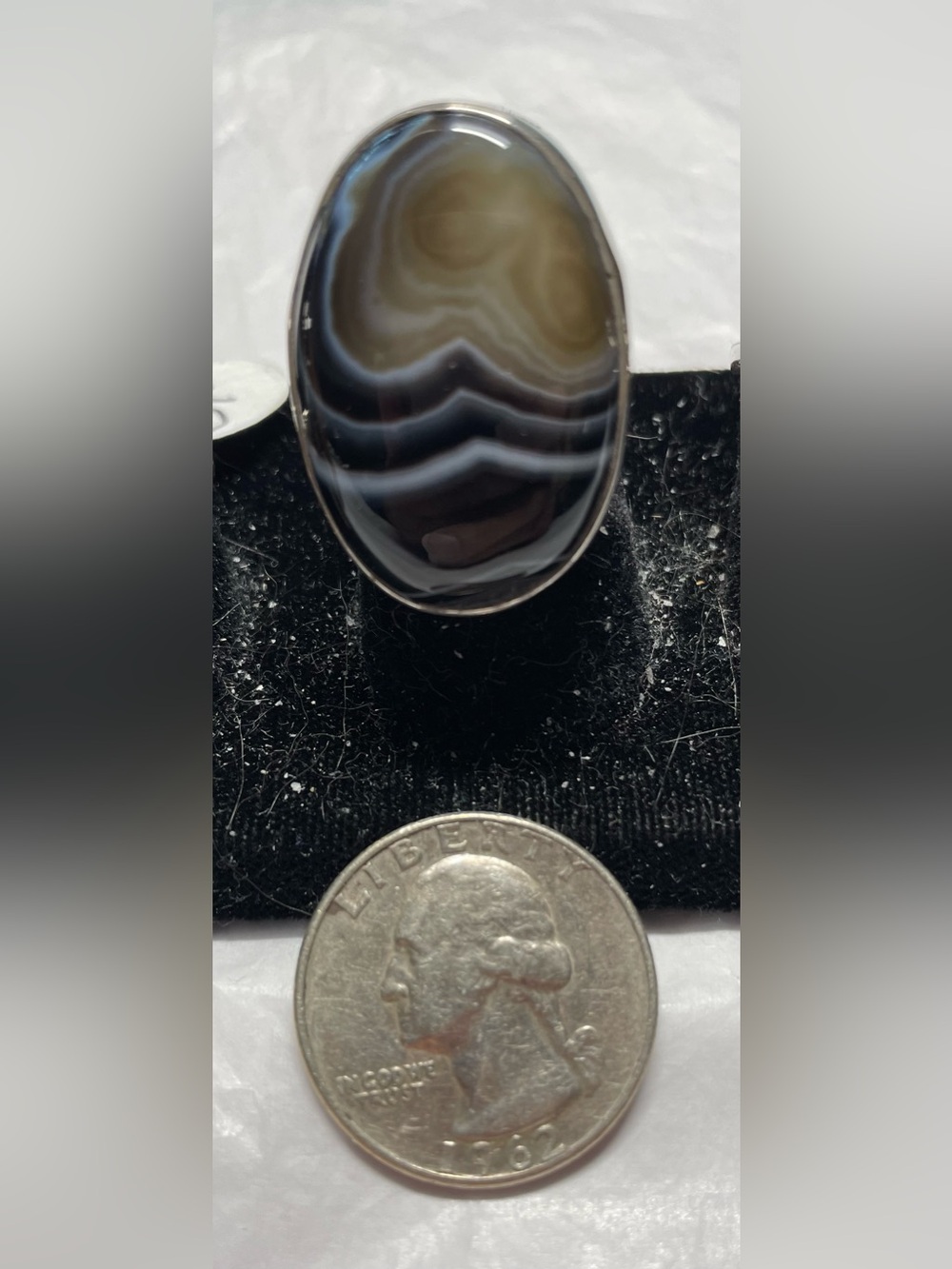 Black banded agate ring